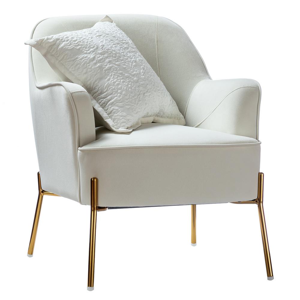 JAYDEN CREATION Nora Ivory Gold Legs Accent ChairCHM6154A
