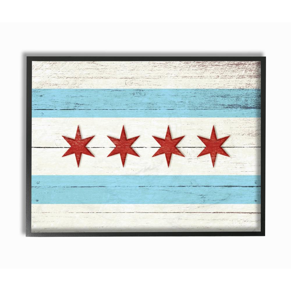 11 In X 14 Chicago Flag Distressed Wood Look By Daphne Chicago Flag Distressed Wood Look By Daphne