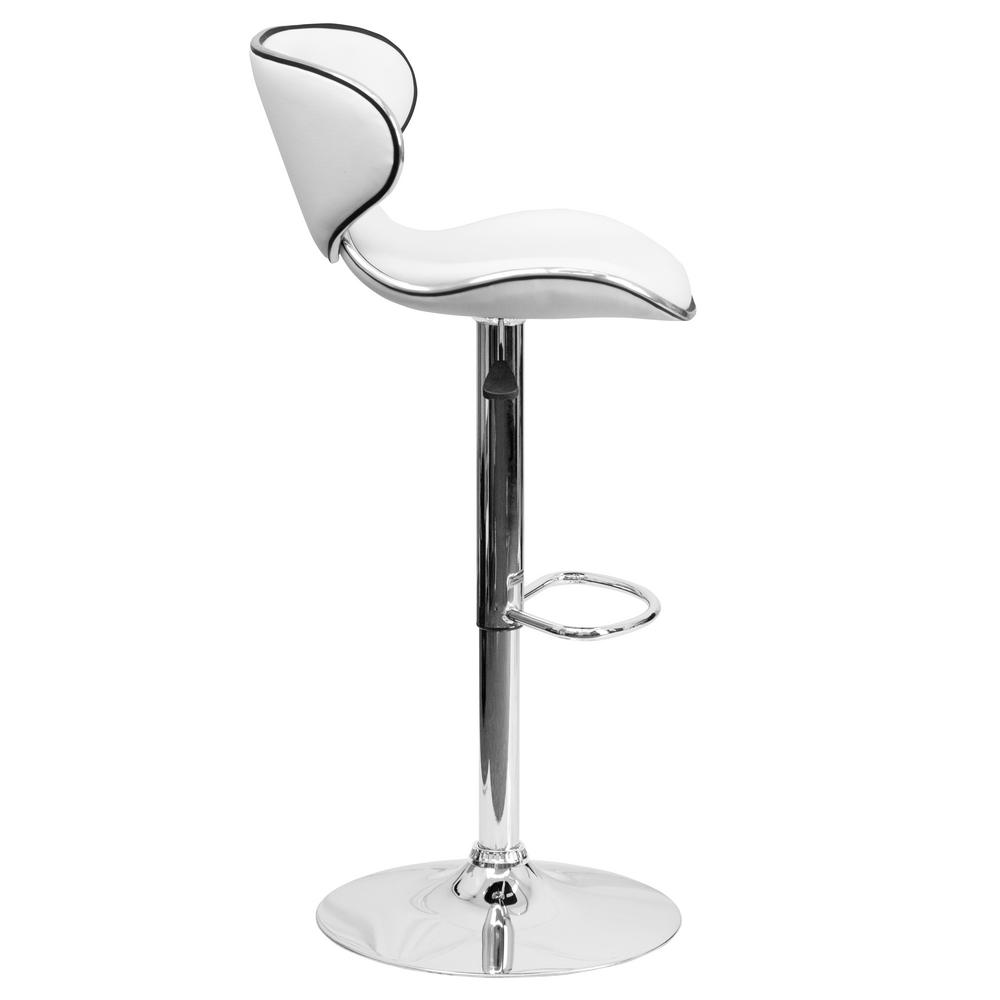 Flash Furniture Adjustable Height White Cushioned Bar Stool DS815WH
