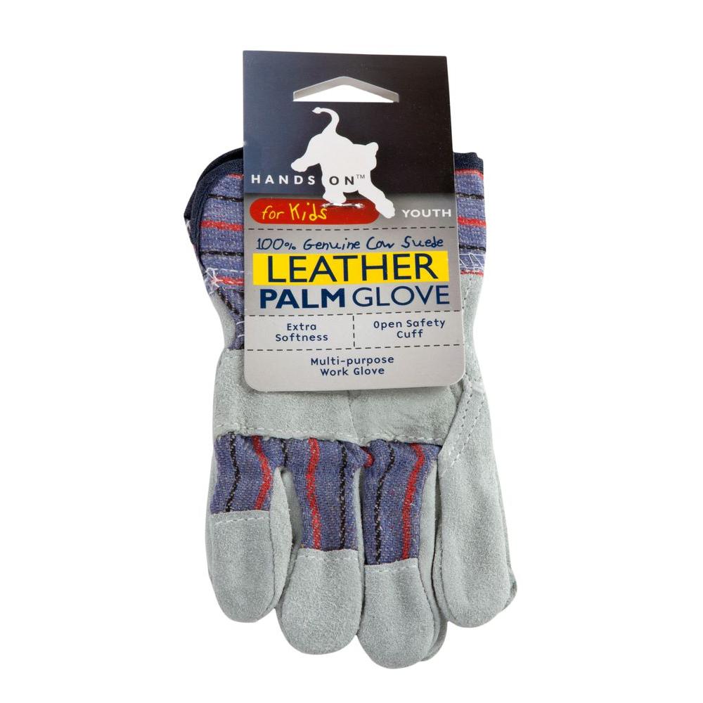 HANDS ON Premium Suede Youth Sized Leather Palm Work Glove by HANDS ON
