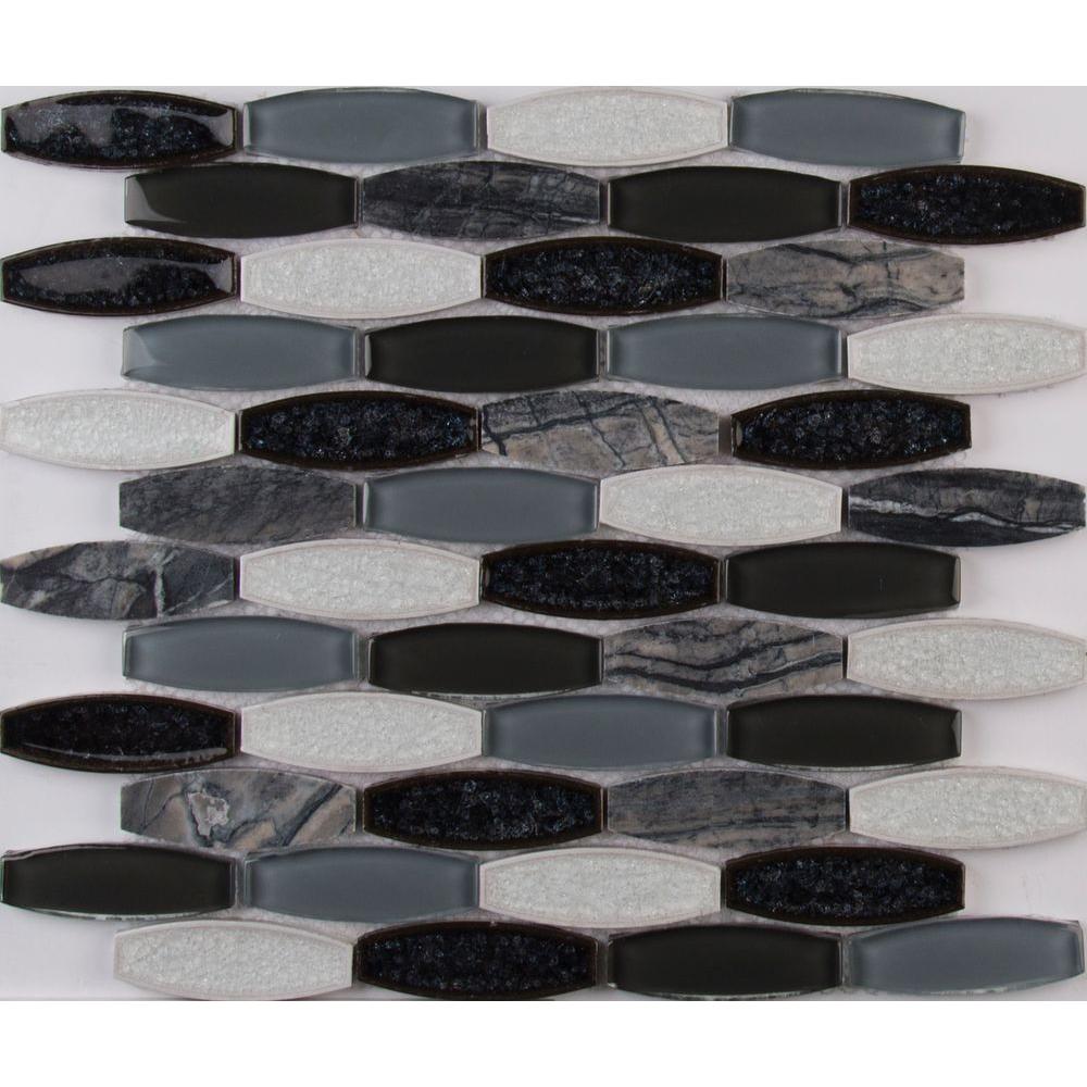 Haley Gris 12 in. x 12 in. x 8 mm Glass Stone MeshMounted Mosaic Tile