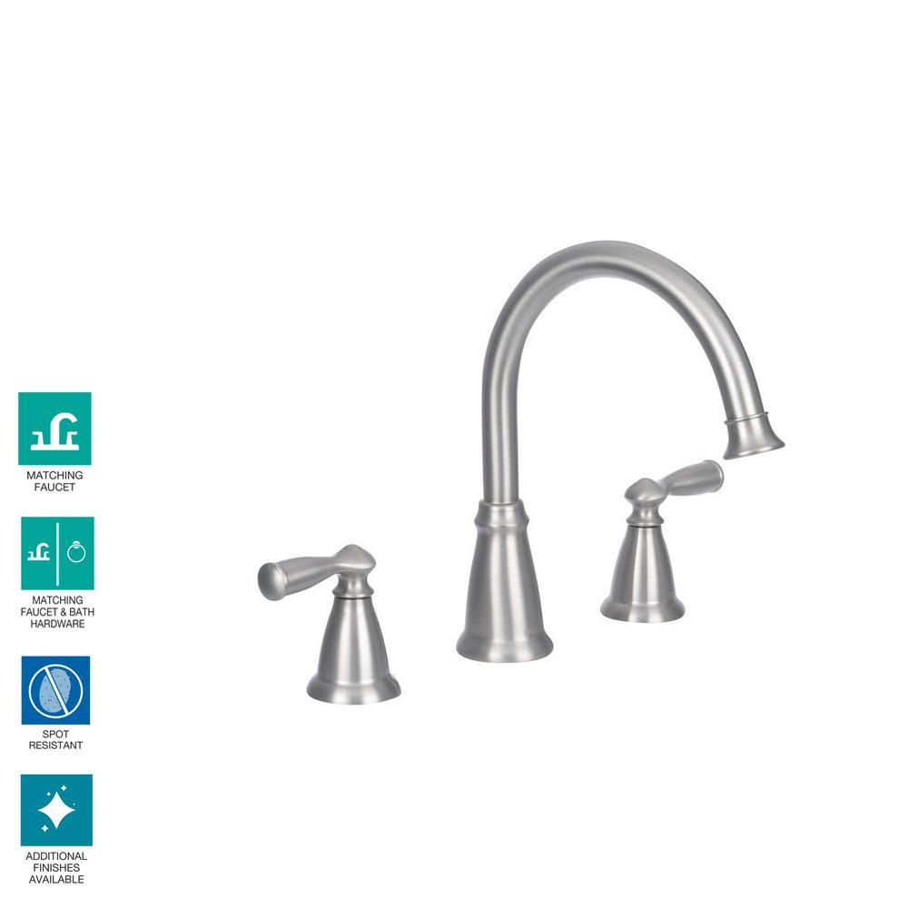 Moen Banbury 2 Handle Deck Mount High Arc Roman Tub Faucet With