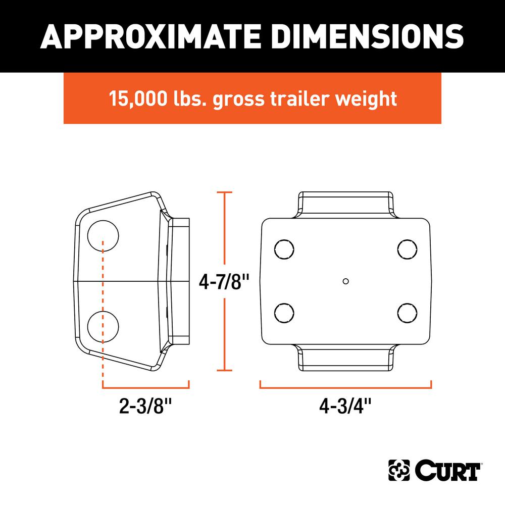CURT 45950 Rebellion XD Adjustable Cushion Hitch Pintle Mount Plate Attachment Shank Required