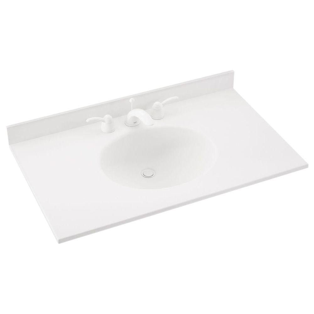 Swan Ellipse 31 in. W x 22 in. D x 101/4 in. H SolidSurface Vanity