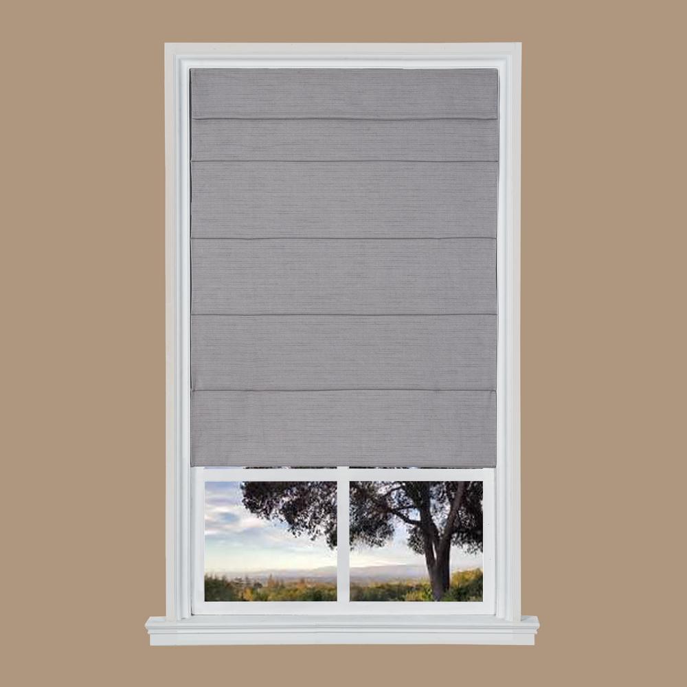 Gray Texture Cordless Fabric Roman Shade 23 in. W x 64 in. LNLQC2364