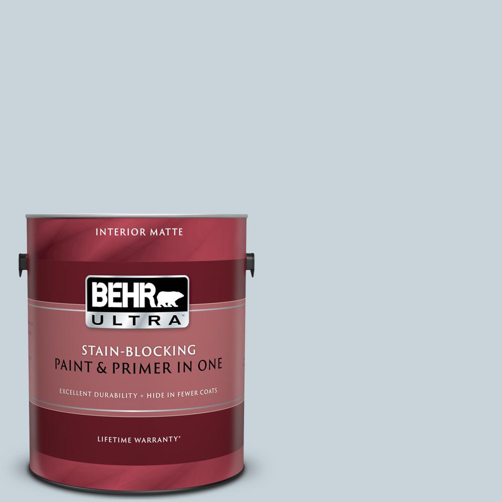 Behr Ultra 1 Gal N480 Light Drizzle Matte Interior Paint And Primer In One