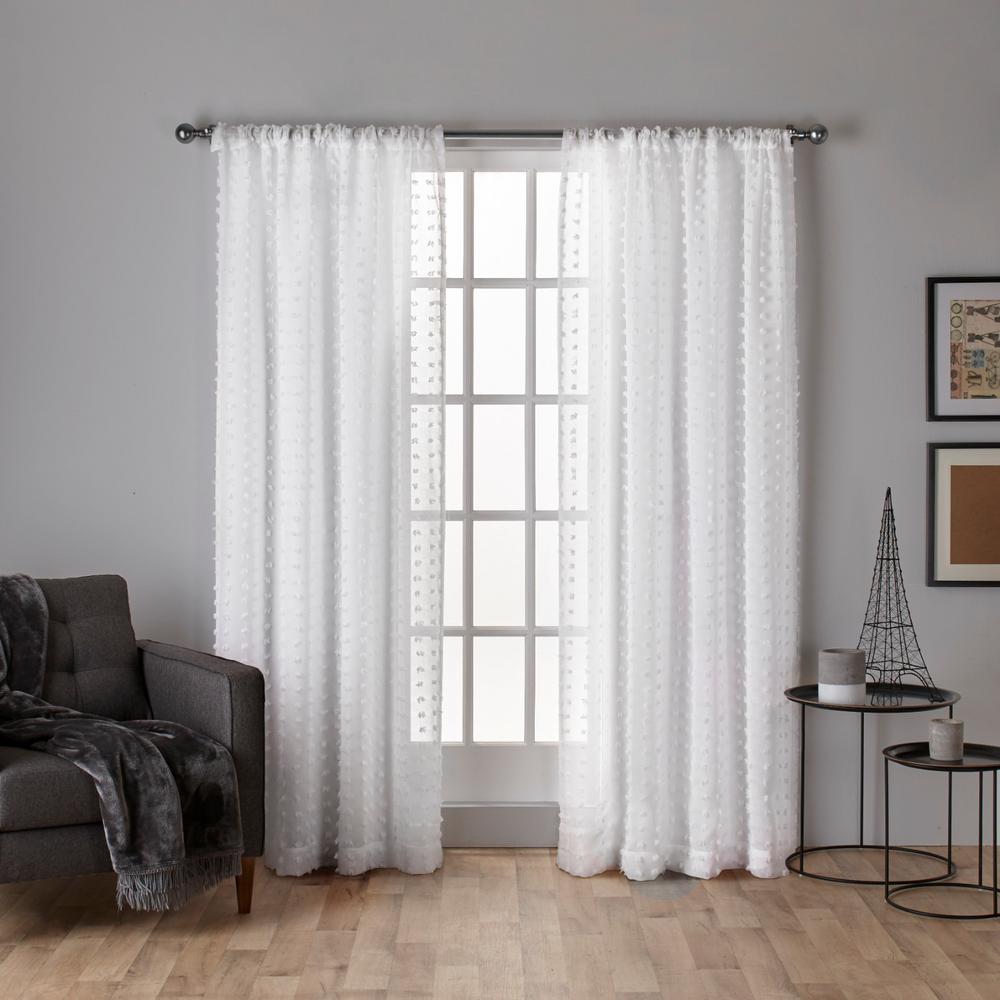 Spirit 54 In W X 96 L Sheer Rod Pocket Top Curtain Panel L Sheer Rod Pocket Top Curtain Panel In Winter White 2 Panels Eh8156 01 96r The Home Depot