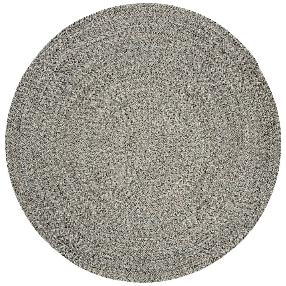 Safavieh Braided Ivory/Steel Gray 4 ft. x 4 ft. Round Area Rug-BRD256A ...