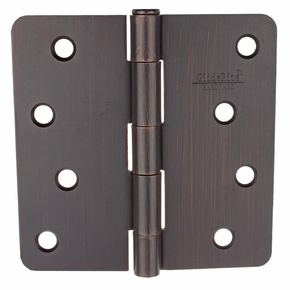 GlideRite 4 inch Oil Rubbed Bronze Steel Door Hinge 1/4 inch Corner Radius with... by GlideRite