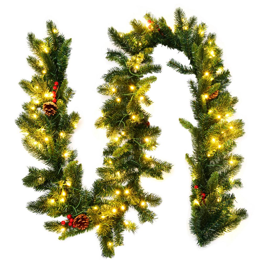 Costway 9 ft. Battery Operated PreLit LED Artificial Fall Garland with