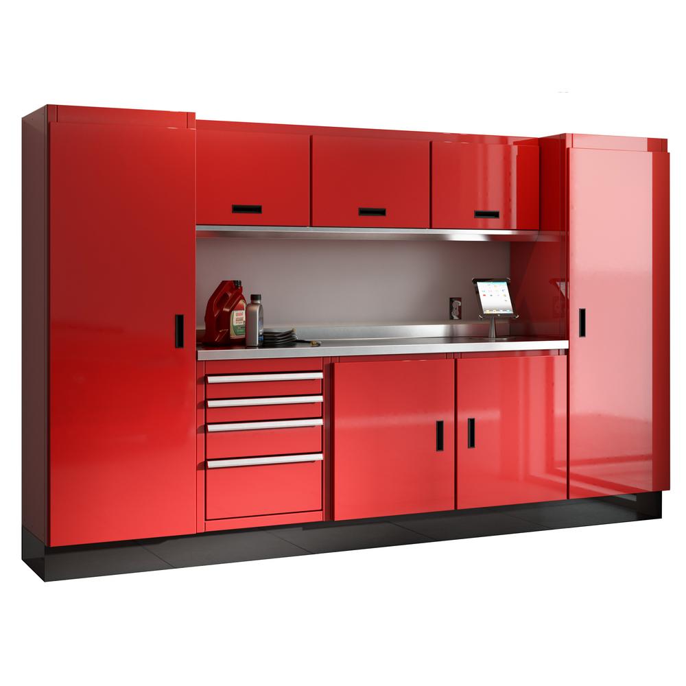 Red Base Cabinet Aluminum Garage Storage Systems Garage