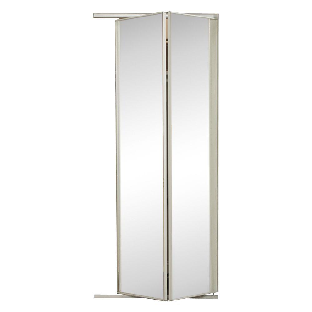 30 In X 80 1 2 In Brittany Anodized Mirror 1 Lite White Steel Bi