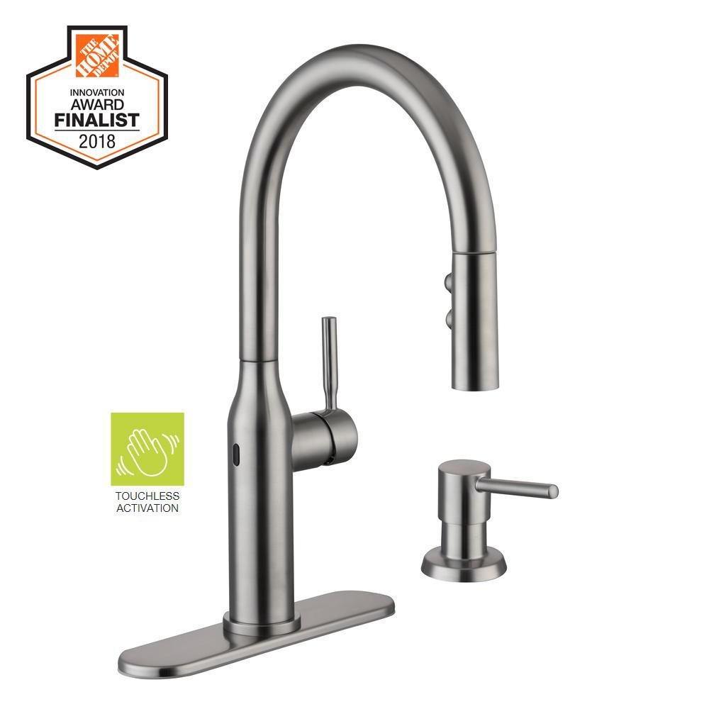Touchless Kitchen Faucets The Home Depot Upson Single Handle Touchless Pull Down Kitchen Faucet