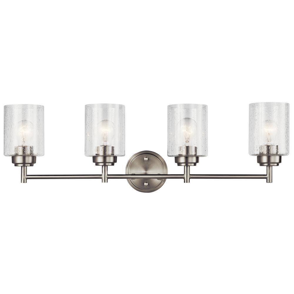 Kichler Winslow 475 In 4 Light Brushed Nickel Vanity Light With Seeded Glass Shade 45887ni The Home Depot