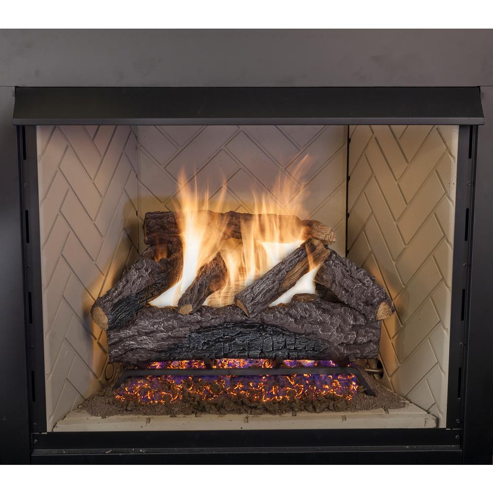 30 In Charred River Oak Vented Natural Gas Fireplace Logs Set