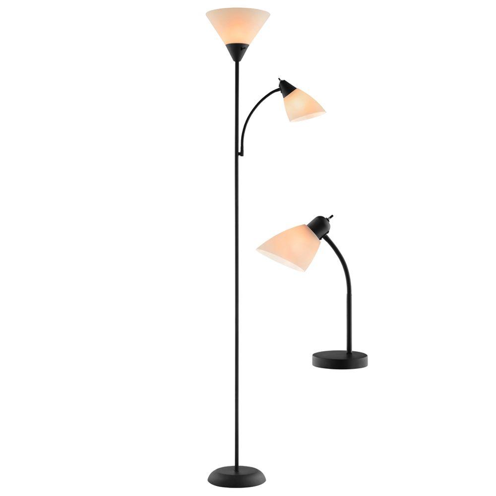 Hampton Bay Mother Daughter 2 Piece Glossy Black Desk Lamp T20