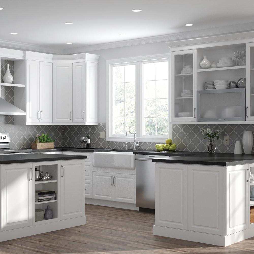 White Hampton Bay Designer Series Assembled Kitchen Cabinets B12 Elwh 31 1000 