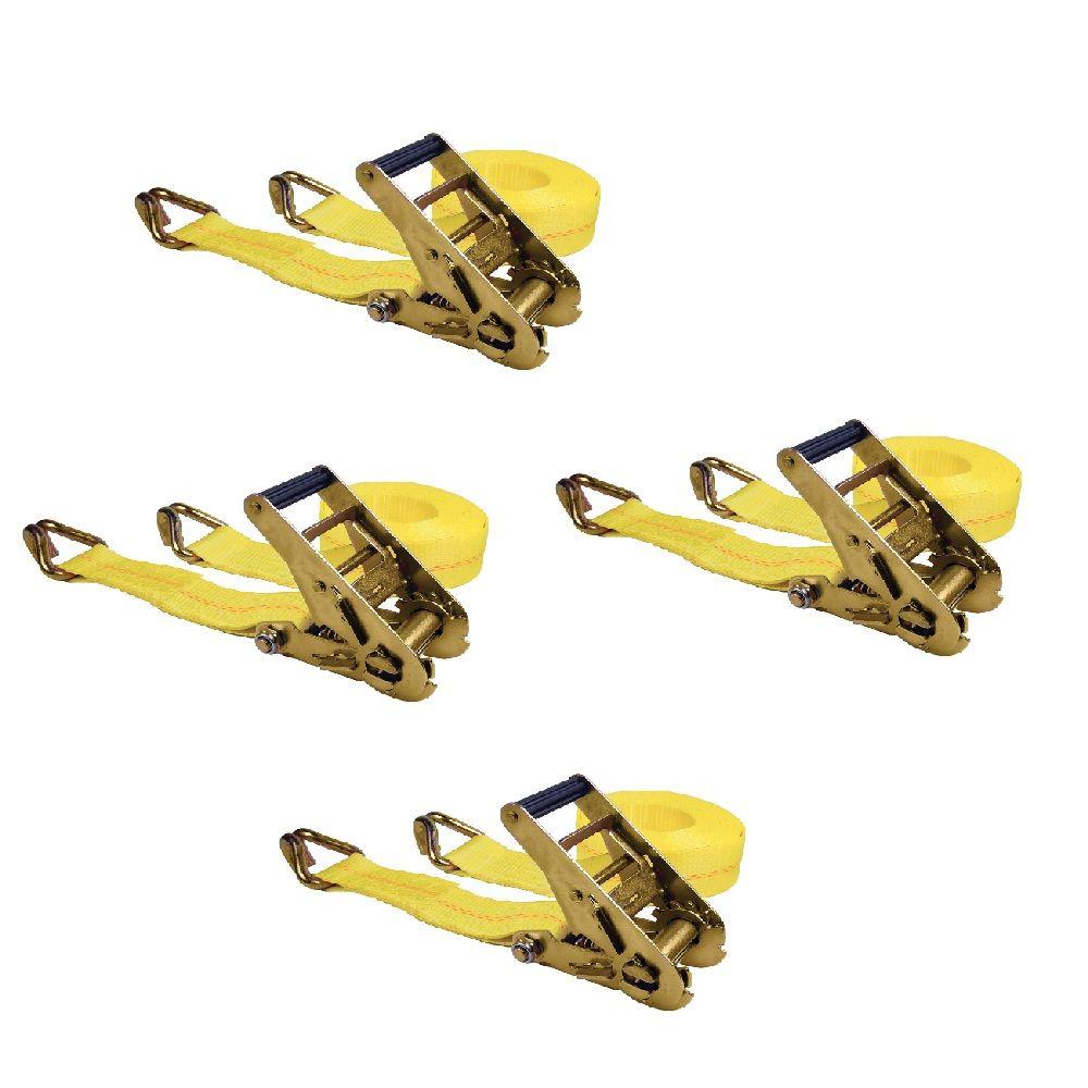 Keeper 25 ft. x 2 in. x 10,000 lbs. Ratchet TieDown with J Hooks (4