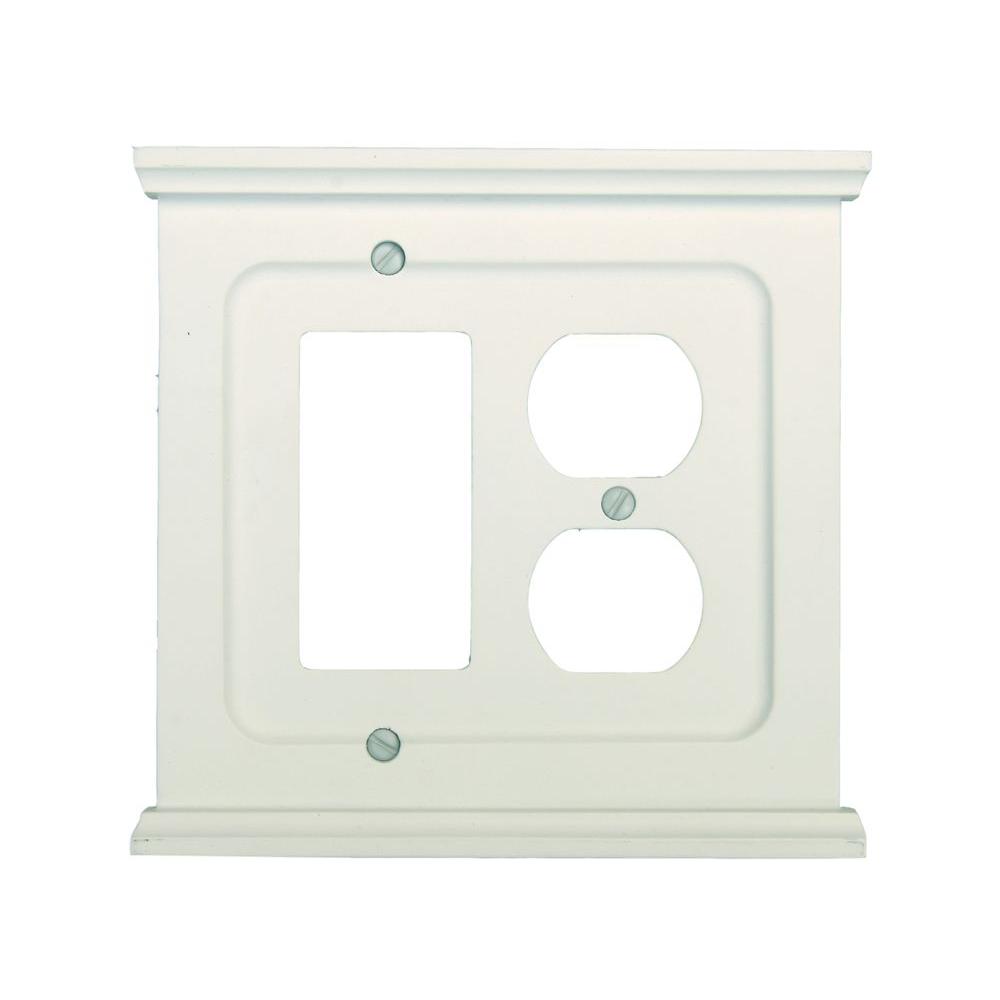 AMERELLE White 2Gang 1Decorator/Rocker/1Duplex Wall Plate (1Pack