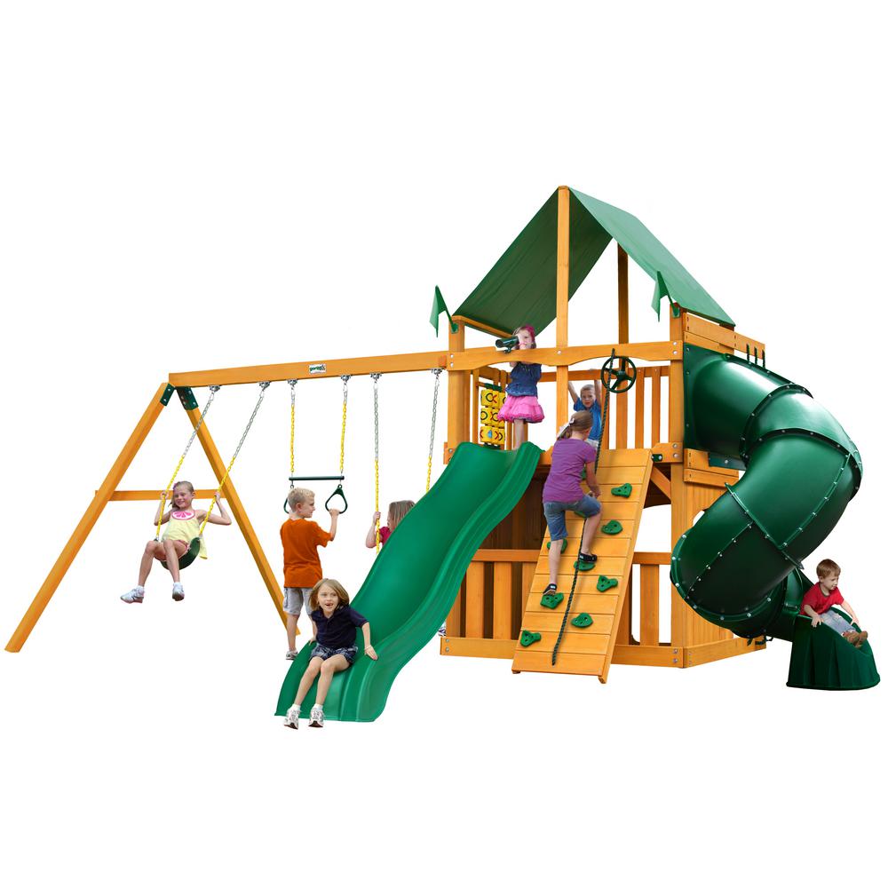 jungle fun complete wooden swing set