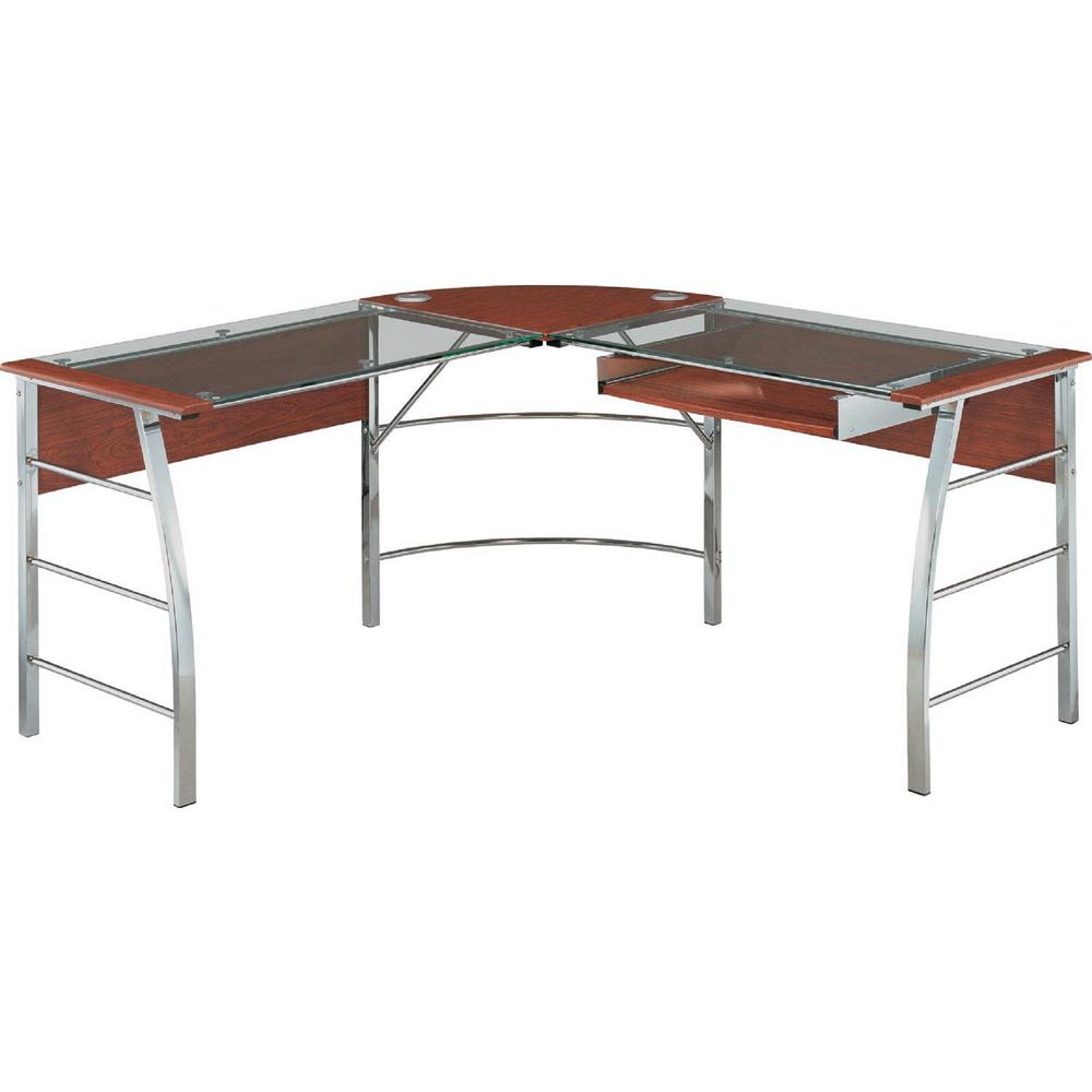 Ameriwood Home Jefferson Glass Top Cherry 1-Piece L Shape Desk by Ameriwood Home