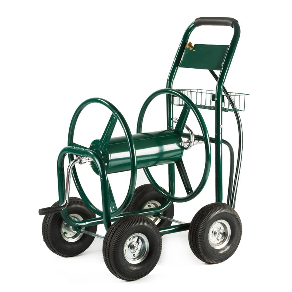Garden Rolling Water Hose Reel Cart Storage Rack Wheels For Outdoor Yard Farm