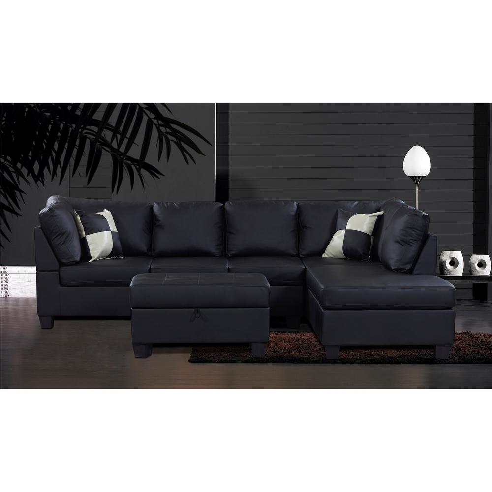 Worldwide Linford 2Piece Black Bonded Leather Sectional