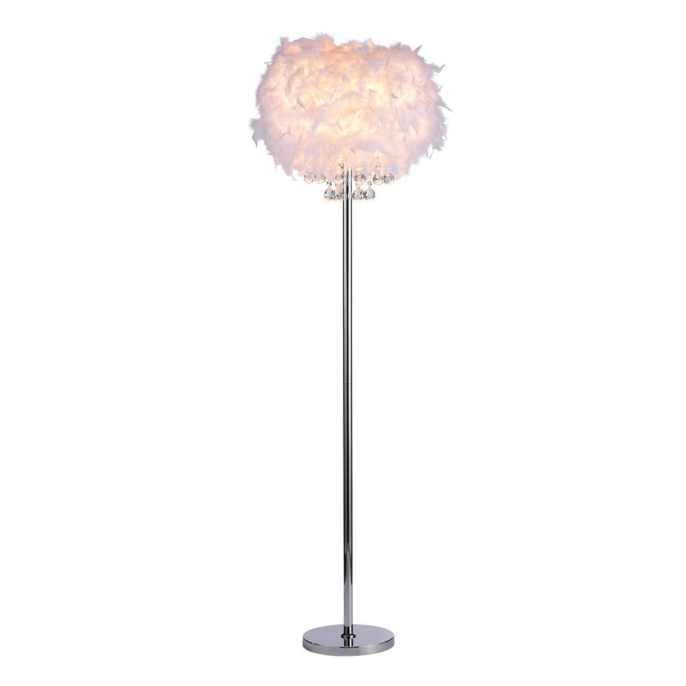 Warehouse Of Tiffany Mirjam 64 In Chrome Crystal 1 Light Fancy Shade Floor Lamp