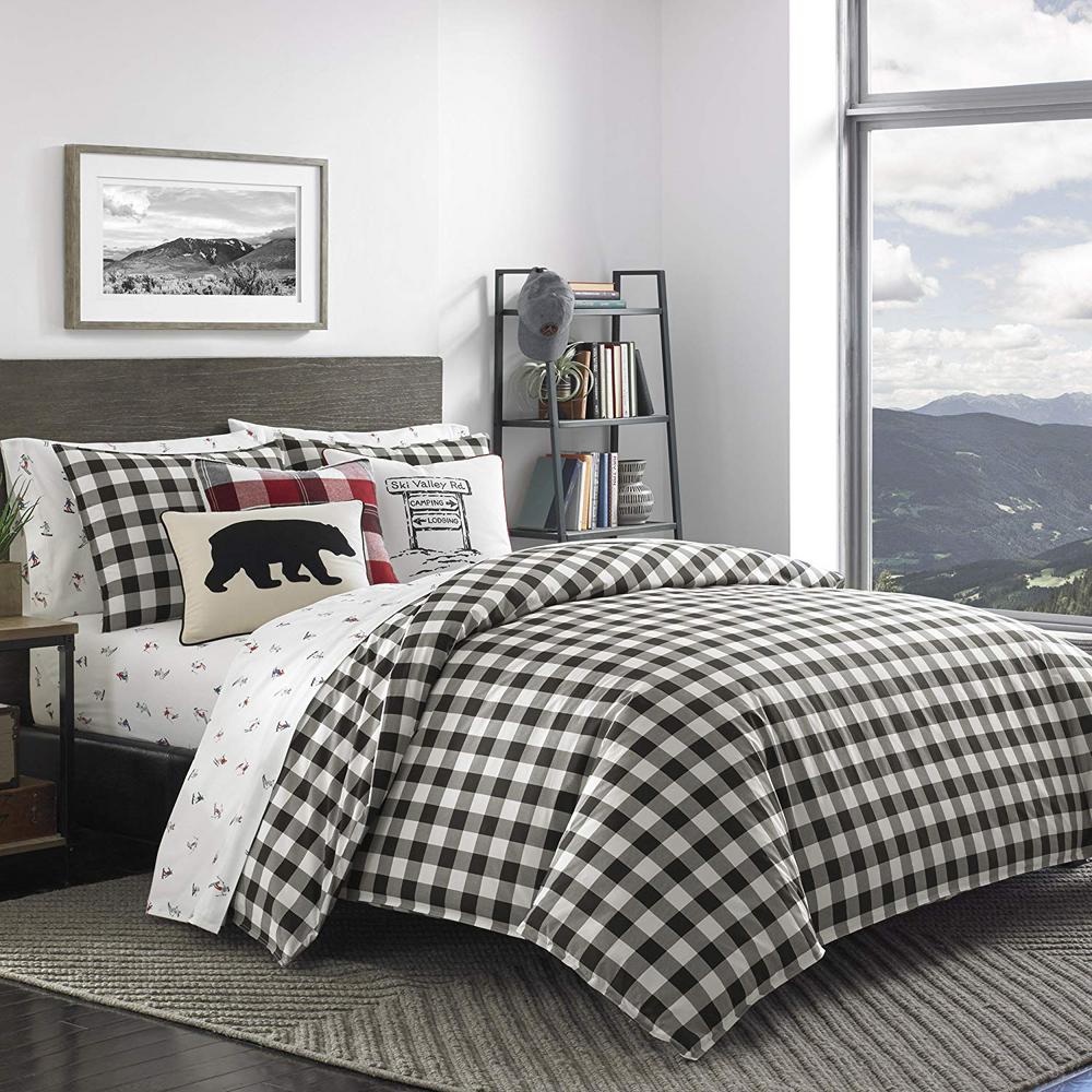 Eddie Bauer Mountain 2 Piece Black Twin Duvet Cover Set 223965