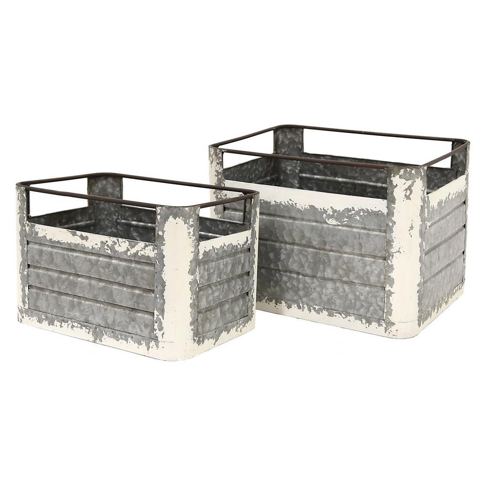 Three Hands 14 25 In X 10 Metal Storage Containers Gray Three Hands 14 25 In X 10 Metal Storage Containers Gray Set