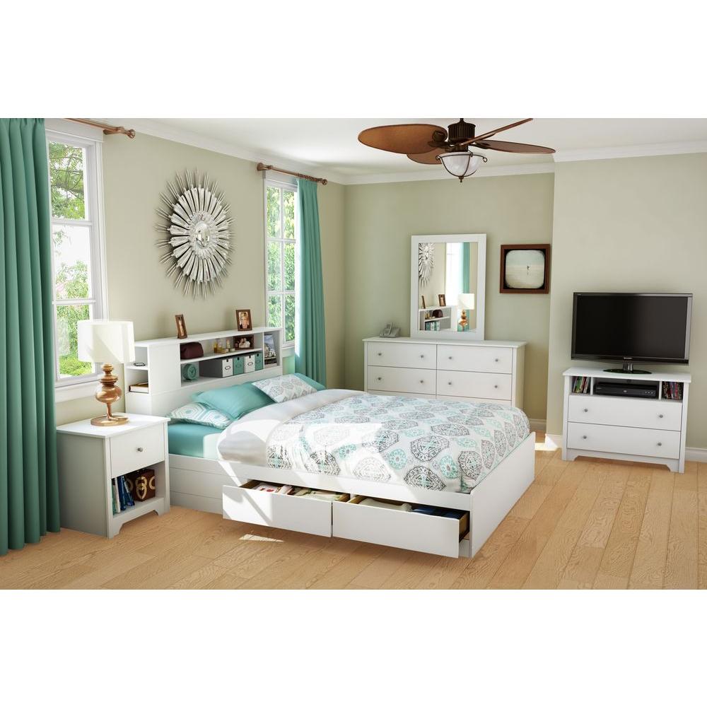 South Shore Vito Full/Queen Size Bookcase Headboard in Pure White 