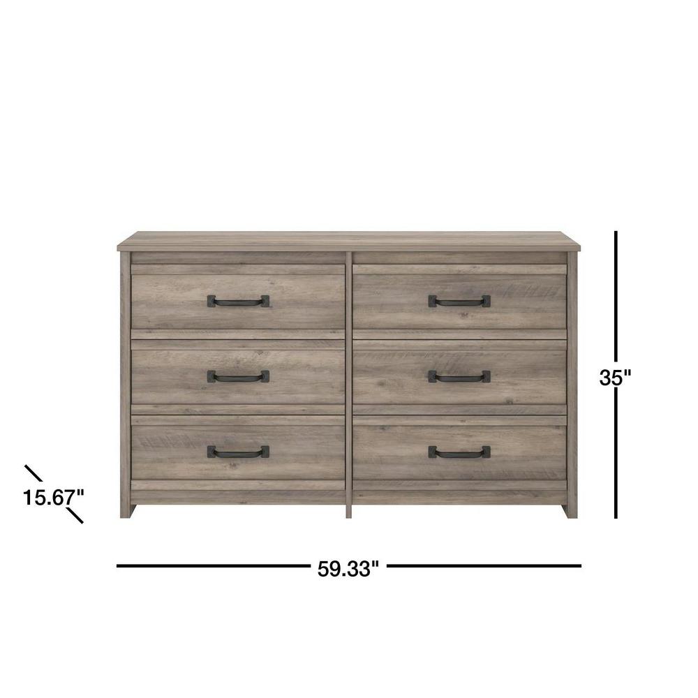 Ameriwood Home Amherst 6 Drawer Gray Oak Dresser 5758337com The Home Depot