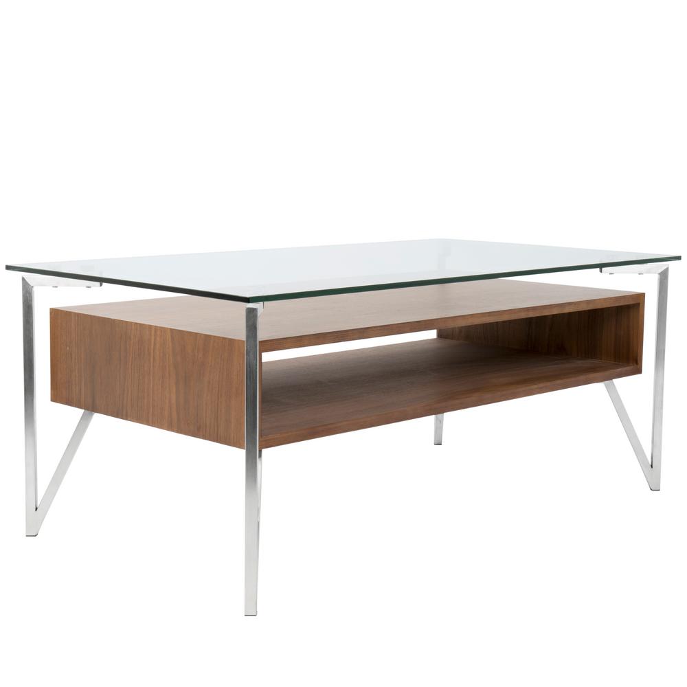 Lumisource Hover Clear Gl Walnut Wood And Stainless Steel Lumisource Hover Clear Gl Walnut Wood And Stainless Steel Coffee Table