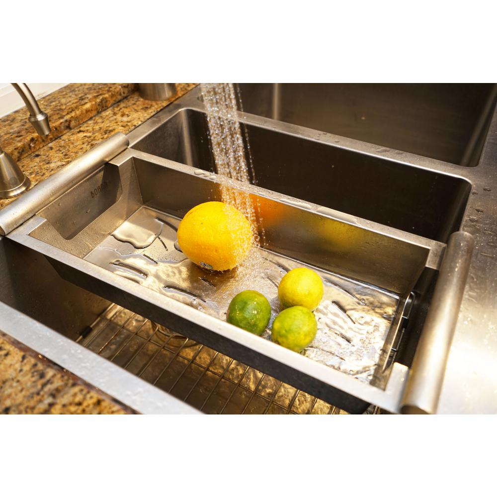 Boann 14 In Kitchen Sink Colander Satin Stainless For Cooking Clearing And Storage