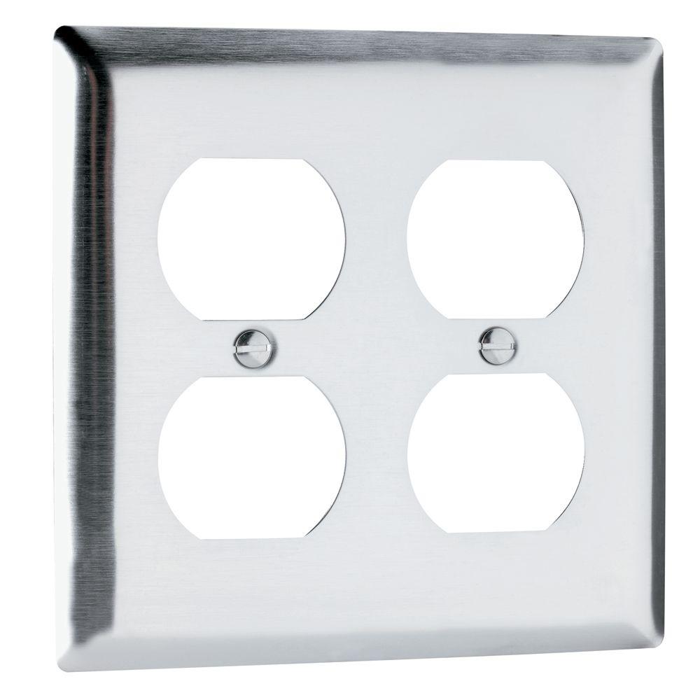 Legrand Pass & Seymour 2Gang 2 Duplex Outlet Wall Plate Stainless