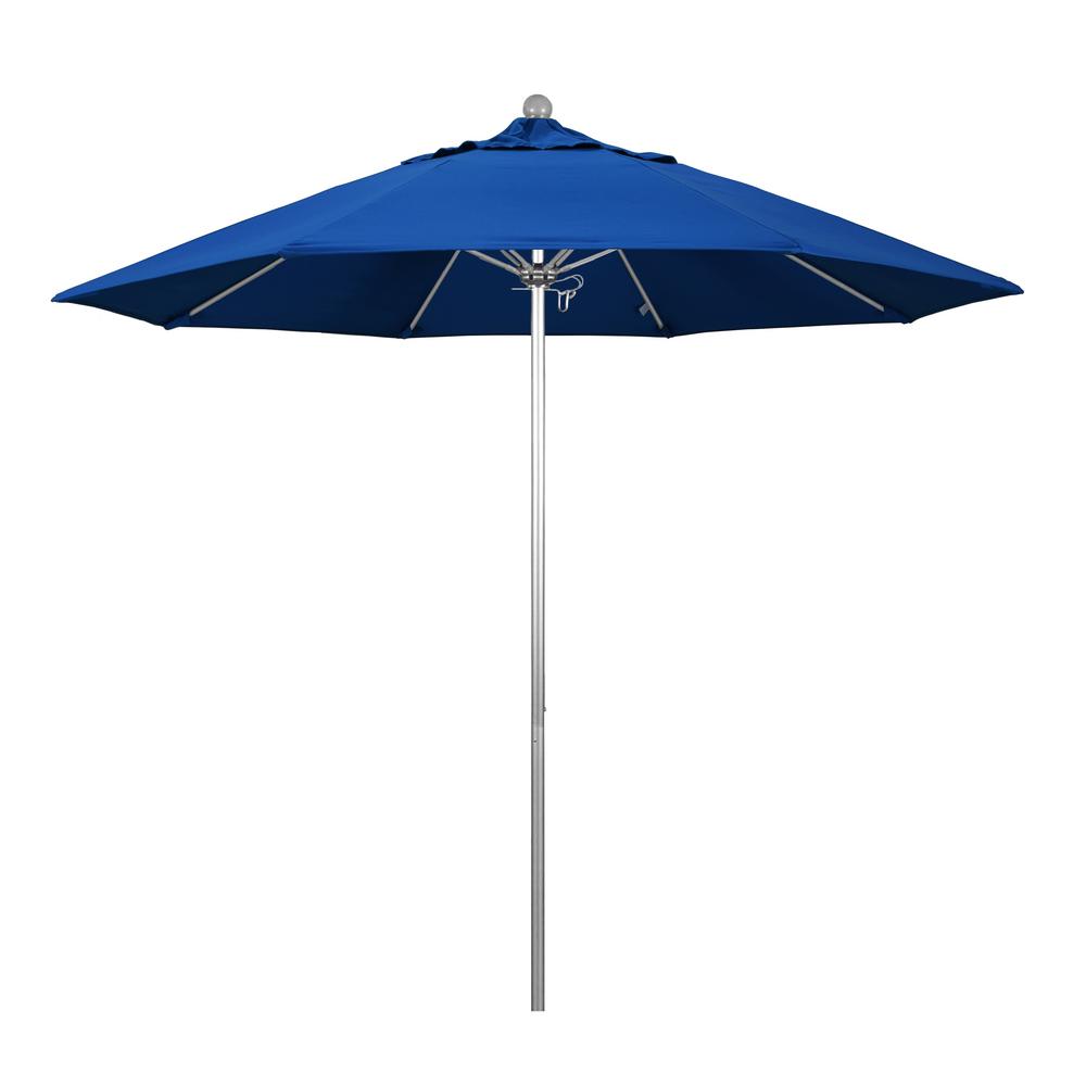 California Umbrella 9 Ft Fiberglass Market Pulley Open S Anodized Patio Umbrella In Pacific Blue Pacifica Alto908002 Sa01 The Home Depot