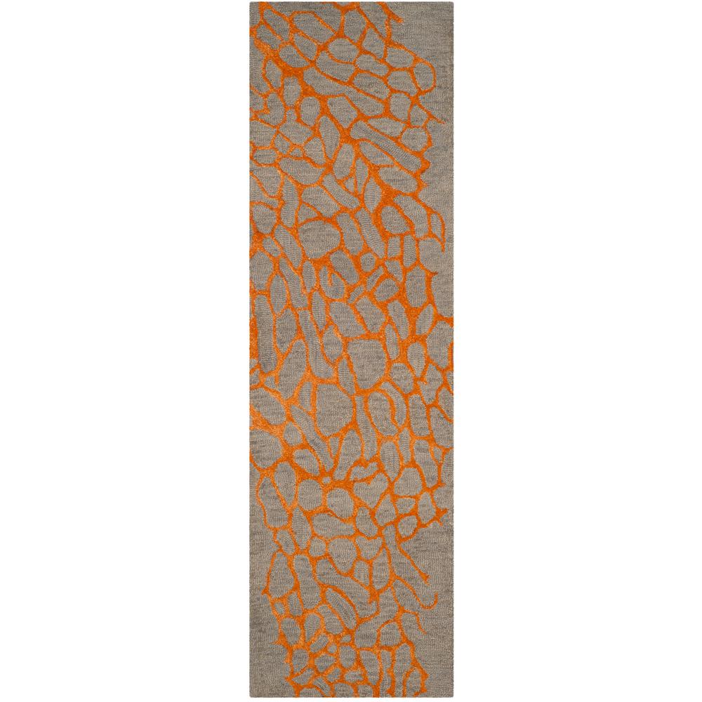 Safavieh Blossom Gray/Orange 2 ft. x 8 ft. Runner RugBLM695C28 The