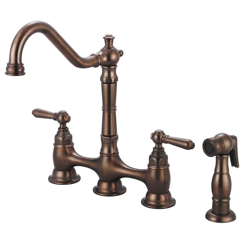 Pioneer Faucets Americana 2 Handle Bridge Kitchen Faucet With Side