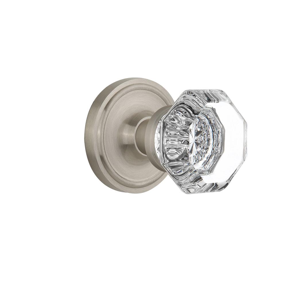 Satin Nickel Nostalgic Warehouse Rope Rosette with Waldorf Crystal Knob 2.375 Passage