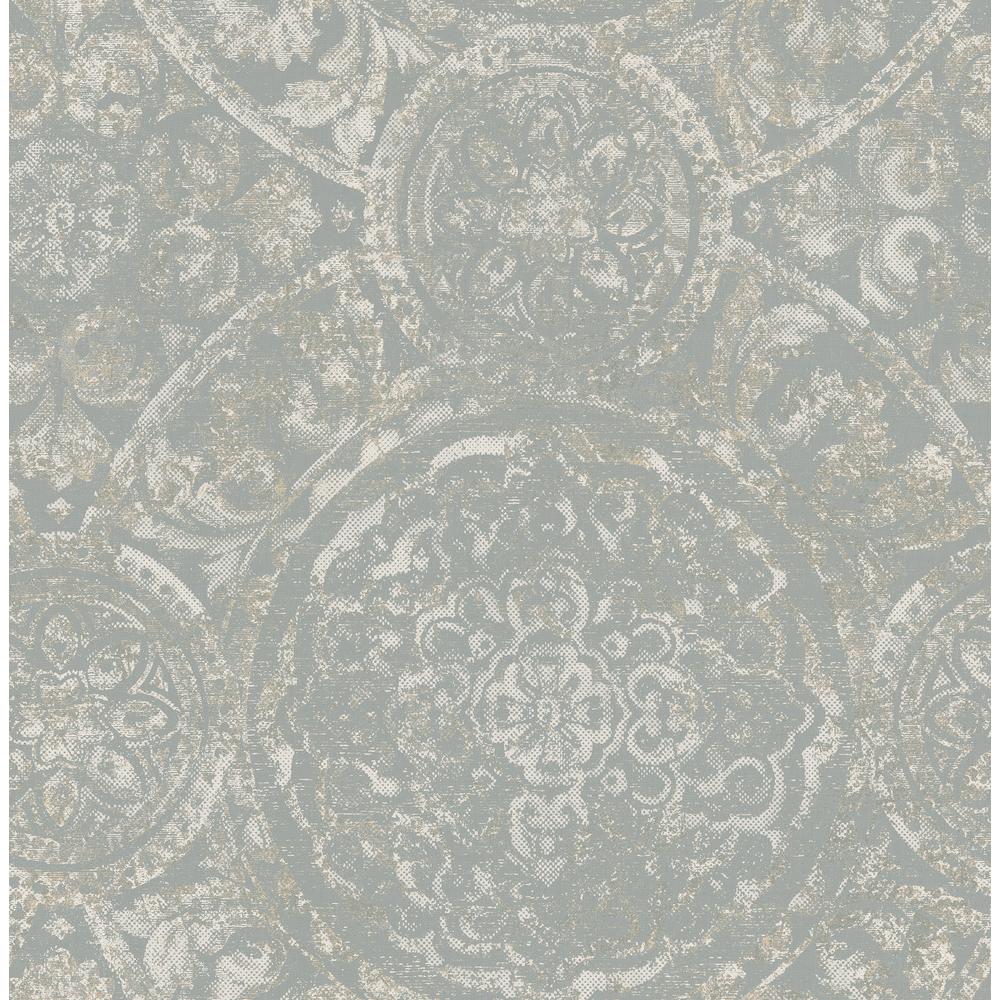 Seabrook Designs Notting Hill Gray and White Swirl Wallpaper LD80608