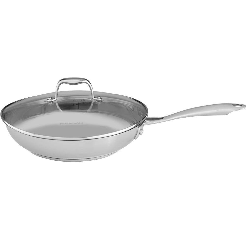 KitchenAid Stainless Steel Skillet with LidKCS12KLLS The Home Depot