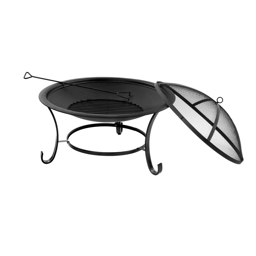 Sun Joe 30 In X 22 In Round Steel Fire Pit Sjfp30 The Home Depot