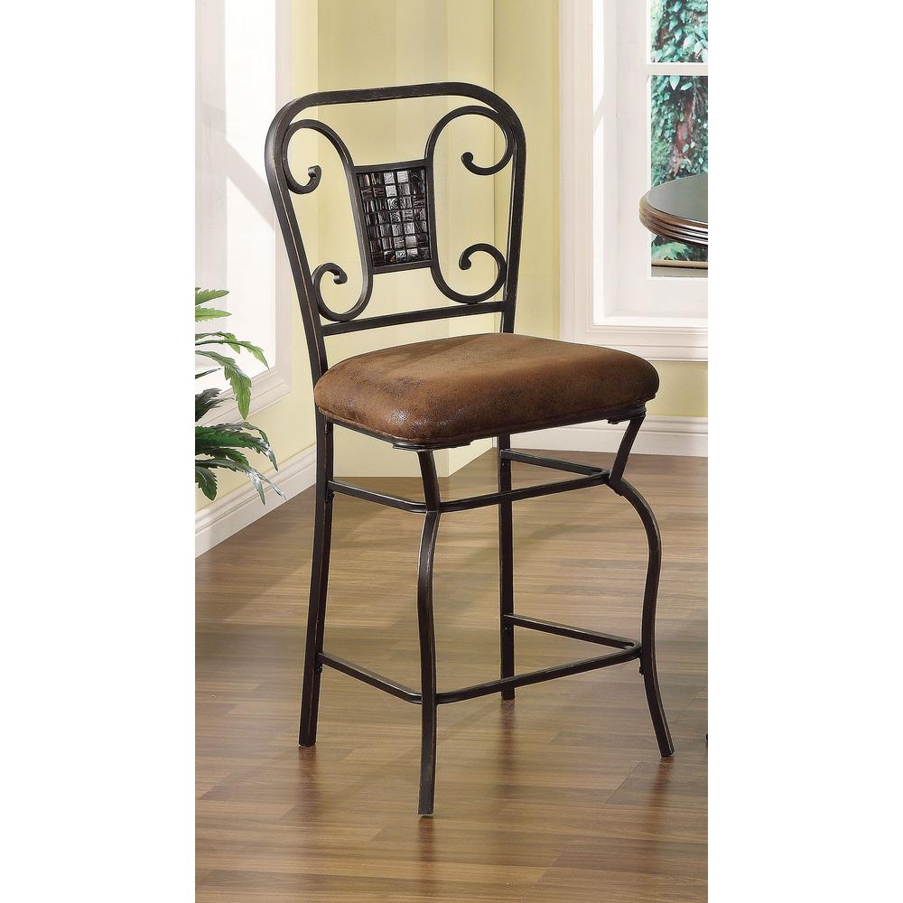 ACME Tavio 24 in. Antique Bronze Cushioned Bar Stool (Set of 2)96060
