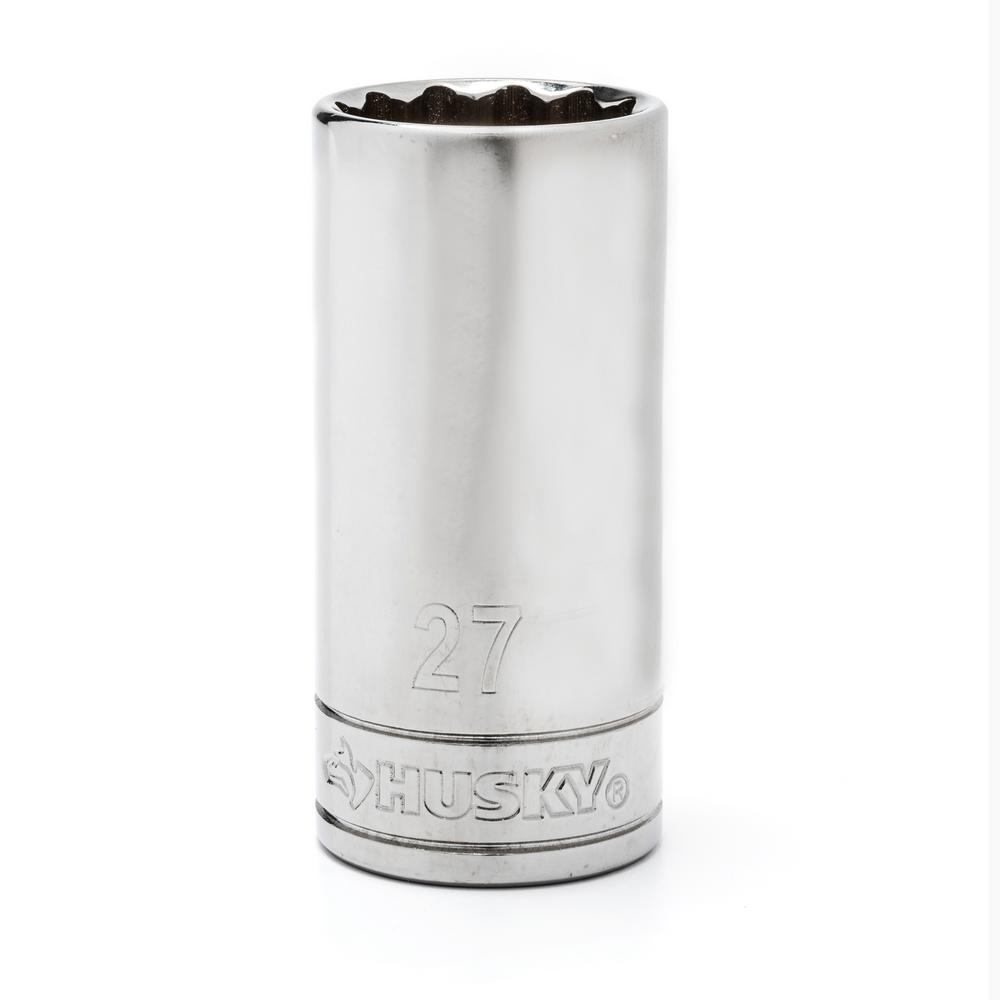 Husky 1/2 in. Drive 27 mm 12Point Metric Deep SocketH2D12P27MM The