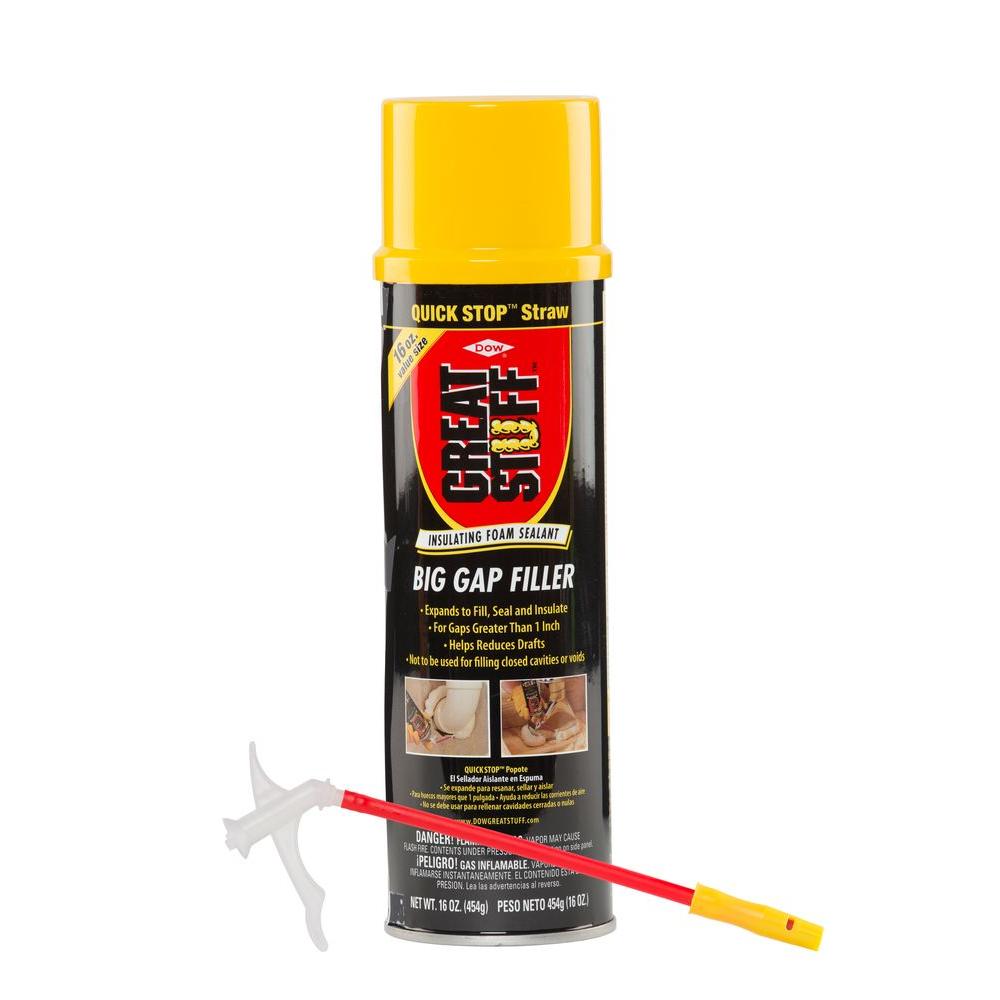 Great Stuff 16 Oz Big Gap Filler Insulating Foam Sealant Quick Stop Straw