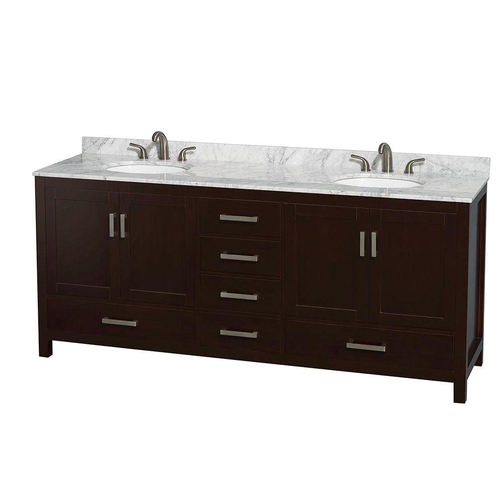 Wyndham Collection Sheffield 80 in. Double Vanity in Espresso with