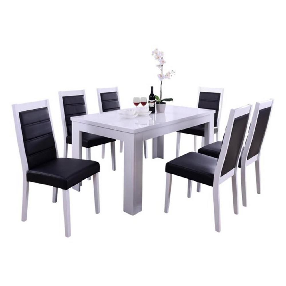 Oakland Living Indoor Black And White Modern 7 Piece Dining Set With Oakland Living Indoor Black And White Modern 7 Piece Dining Set With A Solid Wood