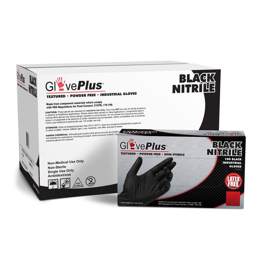 Ammex GPNB GlovePlus Black Nitrile Glove, Latex Free, Disposable, Powder Free, X-Large (Case of 1000)