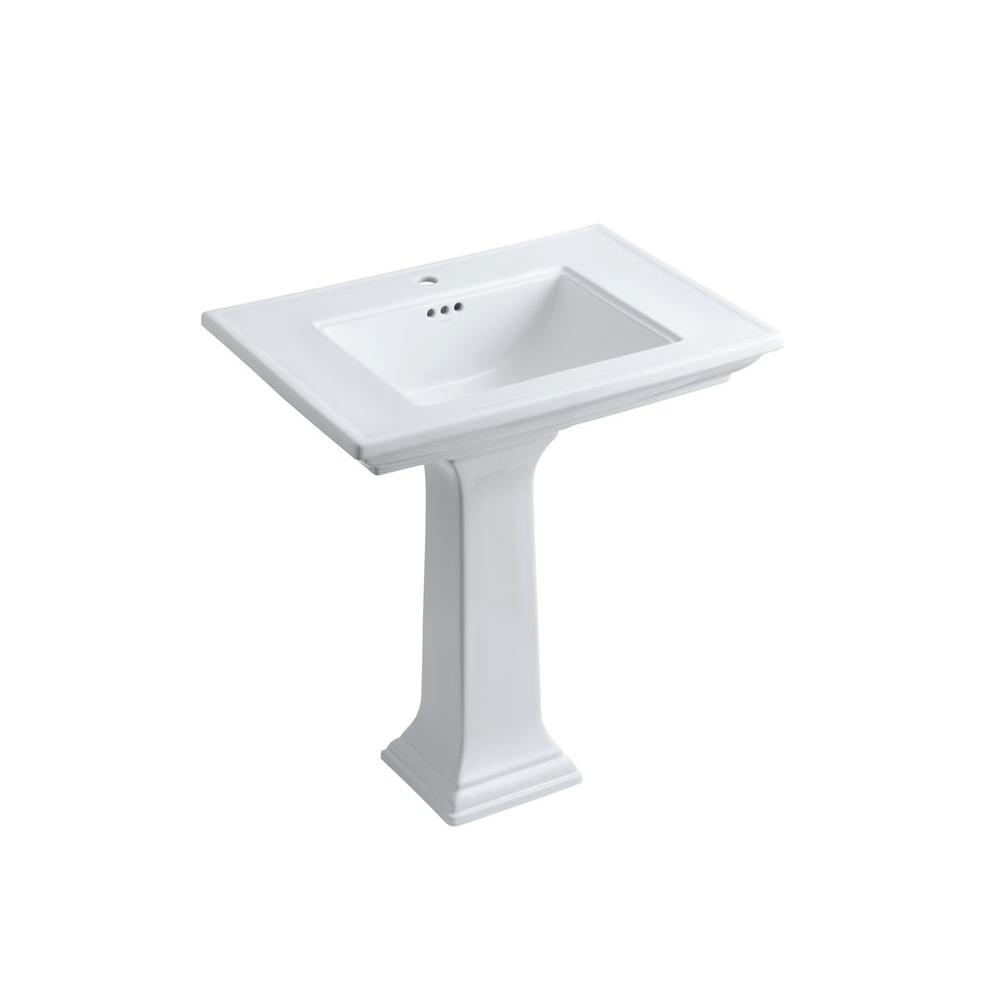 KOHLER Memoirs Stately Ceramic Pedestal Combo Bathroom Sink in White with Overflow DrainK2268