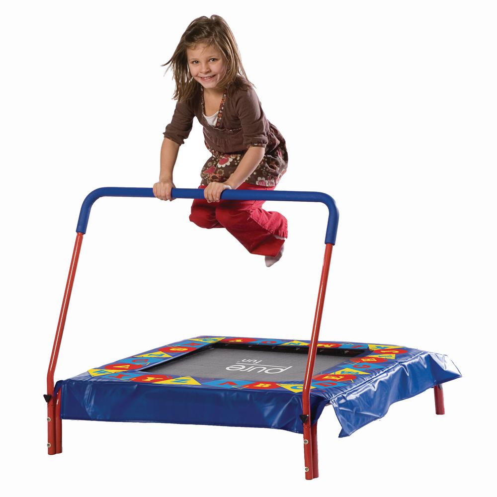 Pure Fun Preschool Jumper Kids Trampoline With Handrail 9007pj The Home Depot